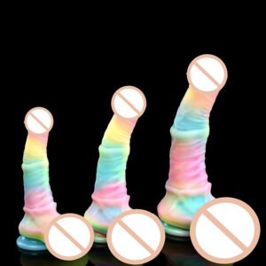 643g Extra-Large Realistic Irregular Dildo  Colorful Glow-in-the-Dark Silicone Anal Expander, Unisex Masturbator, Outdoor SM Toy