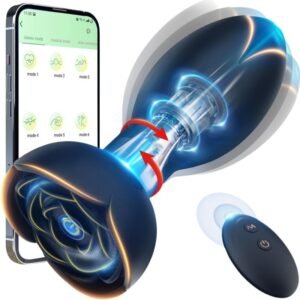 New Rose-Shaped Rotating Anal Plug  APP Remote-Controlled Twisting & Swinging Vibrating Silicone Anal Toy