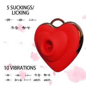 Heart-Shaped Suction & Tongue-Licking 3-in-1 Vibrator, Adult Pleasure Toy