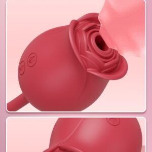 Rose Flower Suction Vibrating Egg, Telescopic Dual-Head Vibrator, Adult Pleasure Toy for Internal Stimulation