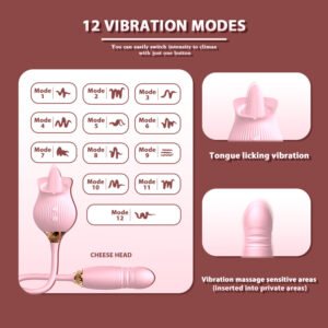 Dual-Head Tongue-Licking Suction Rose Vibrating Egg, G-Spot Clitoral Stimulator for Women, Couples Teasing Adult Toy