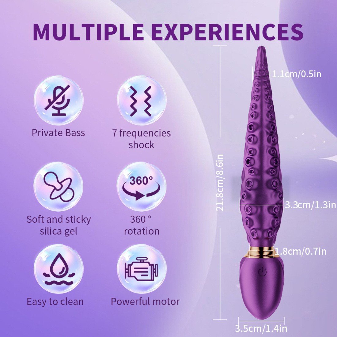 **Adult Sex Toy Female Pleasure Octopus AV Wand, Penetrating Vibrator, Quick-Orgasm Device** - 图片 4